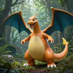 realistic national geographic professional photo of charizard in the wild, award winning