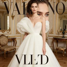 close up of face from a fashion model with large valentino dress in  parisian luxury  studio decorated with vintage furniture, official valentino editorial, highly detailed