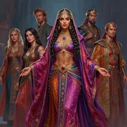 dynamic medium shot painted portrait, maya ali as sorceress, gaudy colours, octane render, unreal engine, matte painting concept art, fanart artstation by jesper ejsing and rhads and lois van baarle and ilya kuvshinov and rossdraws