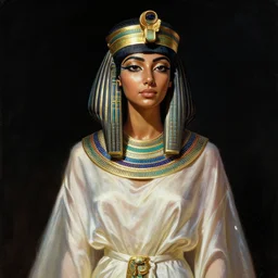 body portrait of beautiful egyptian pincess wearing a flowing silk robe, wearing an ornate ancient headress, by terry o'neill intricate, elegant, highly detailed, digital painting, glistening skin, artstation, concept art, smooth, sharp focus, bold lighting, deep colors, dark background, illustration, art by artgerm and greg rutkowski and alphonse mucha, 8 k