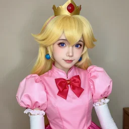 photo of princess peach as a real life person, posing, ultra details