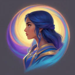 side profile centered painted portrait, maya ali, wind wizard, gloomhaven, matte painting concept art, art nouveau, beautifully backlit, swirly vibrant color lines, fantastically gaudy colors, aesthetic octane render, 8 k hd resolution, by ilya kuvshinov and cushart krentz and gilleard james