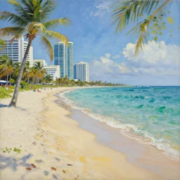 a painting of a beautiful beach in Miami, trending on artstation, masterpiece, in the style of Vincent van Gogh