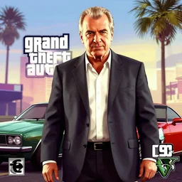 Jacques Chirac in Grand Theft Auto 5 cover art, epic, 4k resolution, extremely detailed, very sharp, artstation, digital art, vibrant,