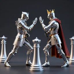king knight castle fight, 8 k uhd, unreal engine, reflected chrome, octane render in the artstyle of greg rutkowski