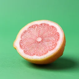 a photography of a pink lemon on a green background - professional photography