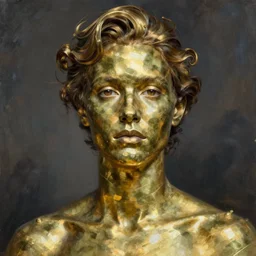 a portrait, art by james jean, brass,