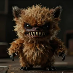 cinematic photo of a very evil looking furby, detailed fur, scary, 1997, creepy animatronic toy, very sharp needle like teeth, iconic toy from 90's, horror