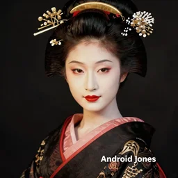 a portrait of a geisha by android jones