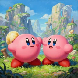 kirby and the forgotten land, highly detailed painting by gaston bussiere, craig mullins, j. c. leyendecker 8 k