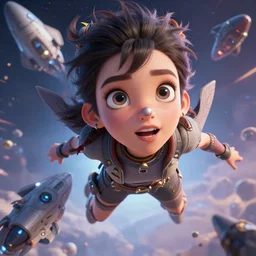 a punky girl with wide set eyes, high cheekbones, a wide mouth with thin lips, and and upturned button nose!!! as a goddess of spaceships!!! cg render!! digital illustration portrait design by, marie magney detailed, gorgeous lighting, wide angle action dynamic portrait