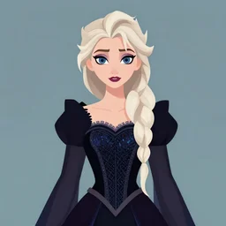 a beautiful digital illustration of gothic elsa, shoulder length hair, gothic princess, flat art, sharp focus, ilya kuvshinov