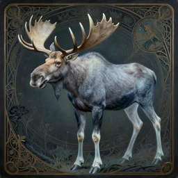 a painting of a spectral moose, intricate, d & d, fantasy, art nouveau, digital painting, trending on artstation, sharp focus, illustration, global illumination, ray tracing, art by artgerm and greg rutkowski and ruan jia