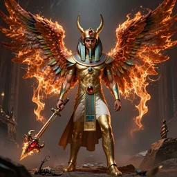 gothic fantasy character portrait, egyptian armor male warlock with burning angel wings, ultra realistic, wide angle, intricate details, ruby dragon artifacts, sharp focus, highly detailed by peter mohrbacher, hajime sorayama, wayne barlowe, boris vallejo, aaron horkey, gaston bussiere, craig mullins