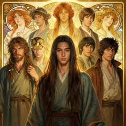 sargent and leyendecker and greg hildebrandt highly detailed portrait of a young ho xuan huong with long hairs, stephen bliss, unreal engine, fantasy art by greg rutkowski, loish, rhads, ferdinand knab, makoto shinkai and lois van baarle, ilya kuvshinov, rossdraws, tom bagshaw, alphonse mucha, global illumination, radiant light, detailed and intricate environment