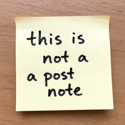 a post it note that has handwriting on it that says : this is not a post it note
