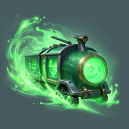 champion splashart of ghost champion called phantom train, glowing green