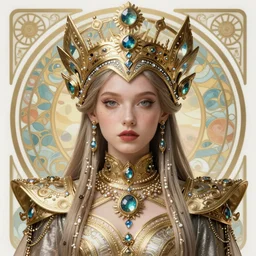 detailed realistic beautiful young groovypunk queen of andra galaxy in full regal attire. face portrait. art nouveau, symbolist, visionary, baroque, giant fractal details. horizontal symmetry by zdzisław beksinski, iris van herpen, raymond swanland and alphonse mucha. highly detailed, hyper - real, beautiful