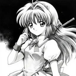sakura kinomoto, tsubasa chronicles, manga, clamp style, black and white