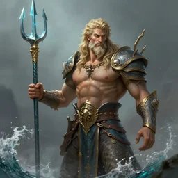 poseidon humanoid god of the sea, trident, highly detailed, d & d, fantasy, highly detailed, digital painting, trending on artstation, concept art, sharp focus, illustration, art by artgerm and greg rutkowski and magali villeneuve