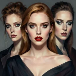 a cubist gina gershon christina hendricks kat dennings alluring instagram model by wlop and ilya kuvshinov and artgerm, symmetrical eyes, aesthetic, gorgeous, stunning, alluring, attractive, artstation, deviantart, pinterest, digital art