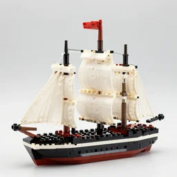 a sailing ship made of lego
