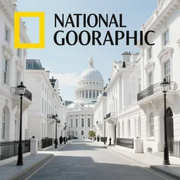 a futuristic victorian city street, national geographic cover, award winning, 4 k, smooth, bright, light, victorian, futuristic, cyber, white, white victorian buildings,