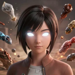 portrait of a korra, front angle, white glowing eyes, earthly elements raging in background, stunning 3 d render inspired art by greg rutkowski and xiang duan and thomas eakes, realistic, highly detailed attributes and atmosphere, dim volumetric cinematic lighting, 8 k octane detailed render, post - processing, masterpiece, soft vignette
