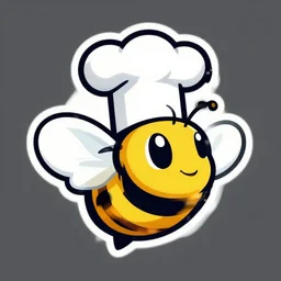 bee wearing chef hat logo art