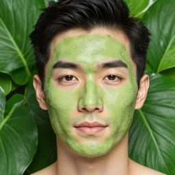 green man face leaves and foliage for skin