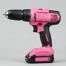 a pink drill power tool with black Rubber grip