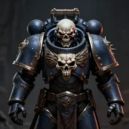 warhammer 4 0 0 0 0 space marine, raven skull helmet, terrifying, grimdark, horror, war, photorealistic, front view, symmetrical, artstation, dark souls style