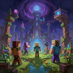 minecraft cosmic fantasy promotional painting