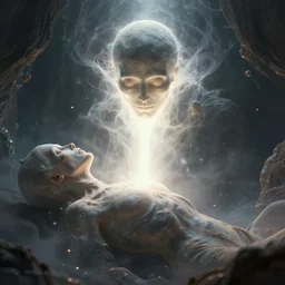 what is after death soul interaction with body goes to the light art high detail 4 k mystical digital art artstation, volumetric, dramatic stylish dreamy