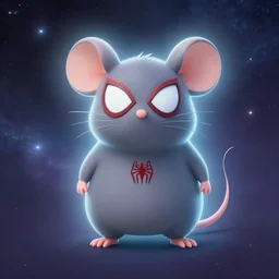 a rat as spider man ,cute character, chubby, chibi style ,full body , foggy, glowing effect, golden ratio, rule of thirds, artstation, devianart, galaxy