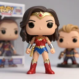fashion model full body character gal gadot face as wonder woman action figure funko pop, nendoroid, octane render, cgsociety,, anime, disney, pixar, 8 k, hd, dof, volumetric lighting cute, by yoji shinkawa by alex ross