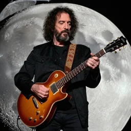 Jerry Garcia playing guitar on the moon