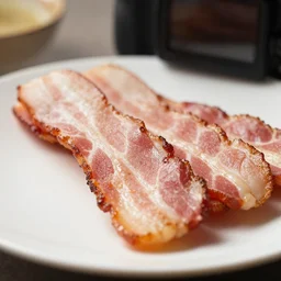 photo of bacon, dslr, depth of field