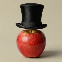 an apple wearing a top hat by rene magritte