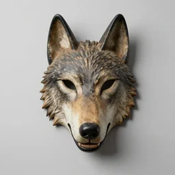 paleolithic shamanic mask of wolf, studio photo