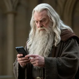 Gandalf sending a sms with his iphone, realistic