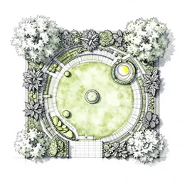 highly technical garden plan, overhead plan sketch, garden design by charlotte rowe