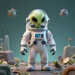 an alien insect wearing a space suit