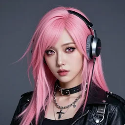 a portrait of a woman with pink hair, atompunk style, cgsociety