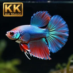 A beatiful beta fish full of color, shiny, digital art, trending on artstation, award winning, 8k