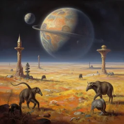 A strange plains biome and on an alien science-fiction planet, beautiful matte painting, Moebius, frank frazetta, sid mead, james gurney, thomas kinkade, rodney mathews, trending on artstation