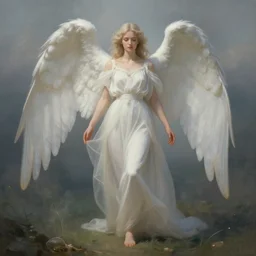 infinitely detailed full - body portrait pale female peaceful dream angel wearing elegant clothes. beautiful! scenery art! by wlop & murata range, by ilya kuvshinov. artstation!! / pixiv!!