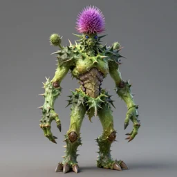 A humanoid plant monster, highly detailed, digital art, sharp focus, trending on art station, thistle, anime art style