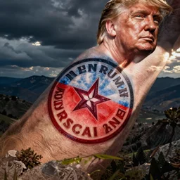Donald Trump showing off Russia tattoo tramp stamp