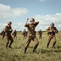TikTok influencers dancing in No Mans Land, World War One, Colorized